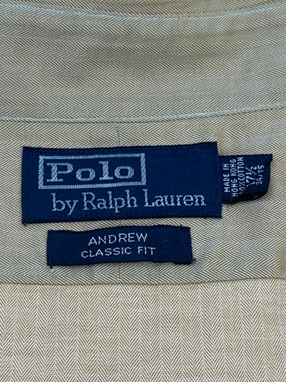 【中古品】【メンズ】 POLO by RALPH LAUREN ポロバイラルフローレン 90S ANDREW CLASSIC FIT L S SHIRT 長袖シャツ ロングスリーブ 146-260604-AS-24-min サイズ：17 1/2 カラー：ブラウン 万代Net店