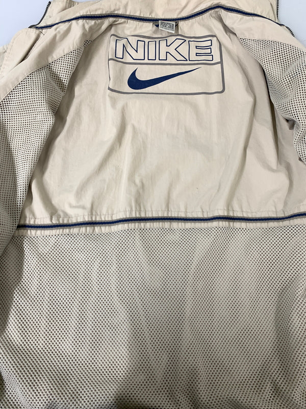 【中古品】【メンズ】 NIKE ナイキ 90-00S LOGO NYLON JACKET 90年代 00年代 ロゴ ナイロン ジャケット メンズ アウター 裏メッシュ 146-260612-em-39-min サイズ：XL カラー：アイボリー 万代Net店