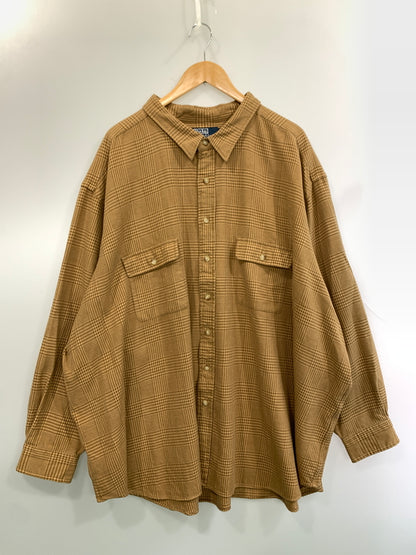 【中古品】【メンズ】 POLO RALPH LAUREN ポロ ラルフローレン 90S 千鳥格子 L S SHIRT 90年代 長袖シャツ トップス 146-260526-jt-07-min サイズ：6XB BIG カラー：ブラウン/ベージュ 万代Net店