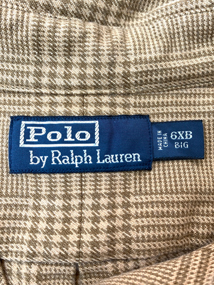 【中古品】【メンズ】 POLO RALPH LAUREN ポロ ラルフローレン 90S 千鳥格子 L S SHIRT 90年代 長袖シャツ トップス 146-260526-jt-07-min サイズ：6XB BIG カラー：ブラウン/ベージュ 万代Net店