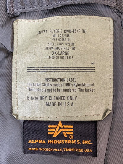 【現状渡し品】【メンズ】 ALPHA INDUSTRIES アルファ インダストリーズ 90S CWU-45 FLIGHT JACKET DLA5795210 1990年代 フライトジャケット メンズ アウター 145-260618-KS-17-min サイズ：XXL カラー：カーキグリーン 万代Net店