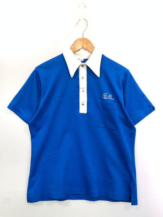 【中古品】【メンズ】 HILTON ヒルトン 80S BOWLING SHIRT ボーリングシャツ ショートスリーブ 半袖シャツ 146-260531-AS-19-min サイズ：M カラー：ブルー/ホワイト 万代Net店