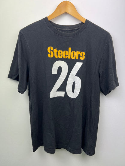 【中古品】【メンズ】 NFL TEAM APPAREL エヌエフエル チームアパレル PITTSBURGH STEELERS Leveron Bell S/S TEE KW18DPSN ピッツバーグ・スティーラーズ レビオン・ベル Tシャツ 半袖 178-260627-kk-03-hon サイズ：表記カスレ 実寸参照 カラー：ブラック 万代Net店