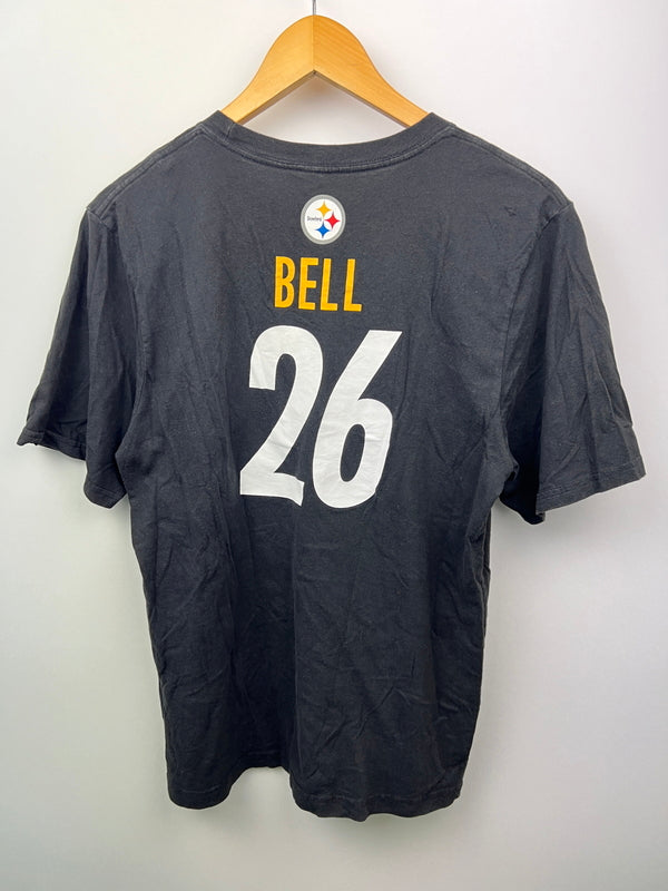 【中古品】【メンズ】 NFL TEAM APPAREL エヌエフエル チームアパレル PITTSBURGH STEELERS Leveron Bell S/S TEE KW18DPSN ピッツバーグ・スティーラーズ レビオン・ベル Tシャツ 半袖 178-260627-kk-03-hon サイズ：表記カスレ 実寸参照 カラー：ブラック 万代Net店