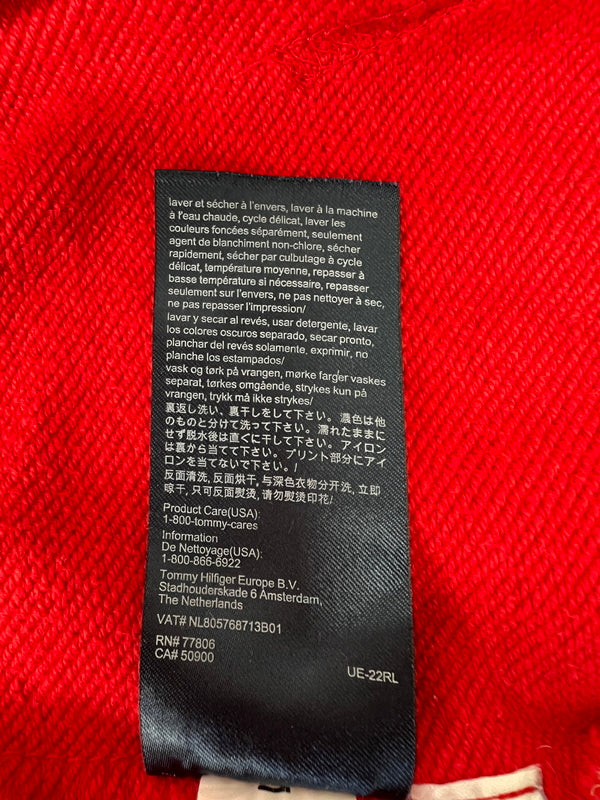 【中古品】【メンズ】 TOMMY HILFIGER トミーヒルフィガー LOGO PULLOVER HOODIE ロゴ プルオーバーフーディー トップス パーカー 178-260627-kk-02-hon サイズ：L カラー：レッド 万代Net店