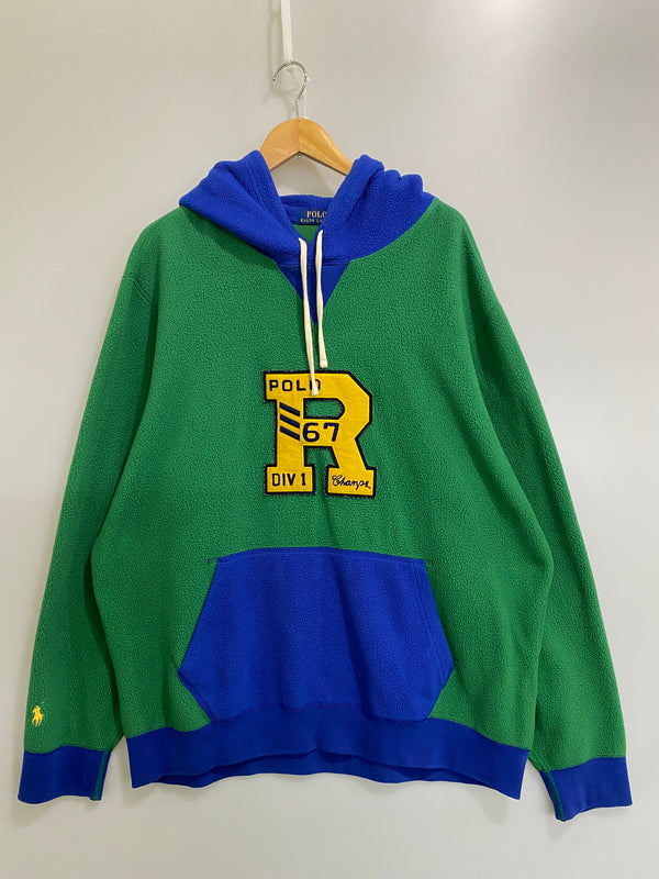 【中古品】【メンズ】 POLO RALPH LAUREN ポロ・ラルフローレン FLEECE HOODED フリース パーカー フーディー 147-260613-kt-05-min サイズ：XL カラー：グリーン/ブルー 万代Net店