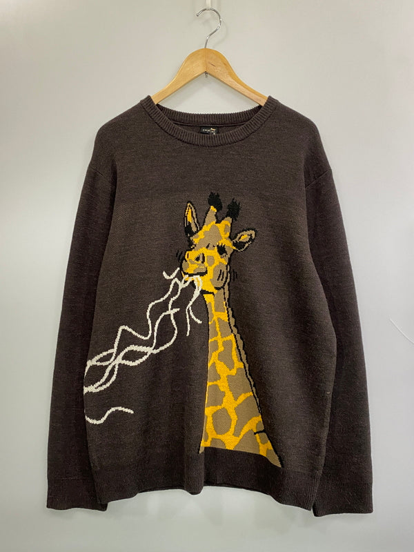 【中古品】【メンズ】 GO SLOW ゴー スロウ キリンIMPACT インパクト うどん ジャガードニットセーター 386106 トップス ニット 144-260922-hu-26-min サイズ：5 カラー：ブラウン 万代Net店