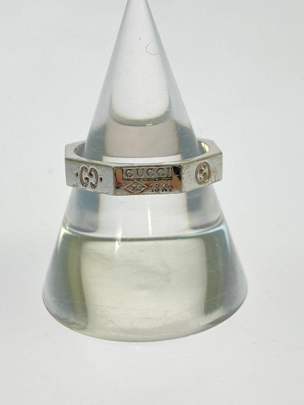 【中古品】【メンズ/レディース】 GUCCI グッチ K18WG ロゴ8 リング オクタゴナル 指輪 アクセサリー 182-260527-yn-13-min サイズ：11 カラー：シルバー 万代Net店