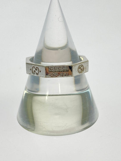 【中古品】【メンズ/レディース】 GUCCI グッチ K18WG ロゴ8 リング オクタゴナル 指輪 アクセサリー 182-260527-yn-13-min サイズ：11 カラー：シルバー 万代Net店
