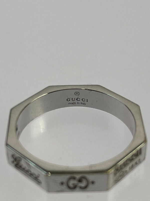 【中古品】【メンズ/レディース】 GUCCI グッチ K18WG ロゴ8 リング オクタゴナル 指輪 アクセサリー 182-260527-yn-13-min サイズ：11 カラー：シルバー 万代Net店