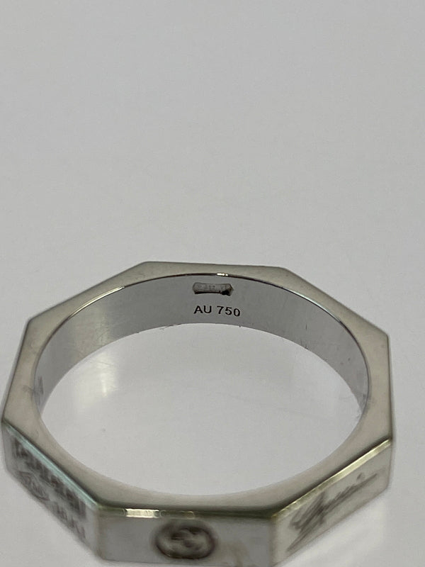 【中古品】【メンズ/レディース】 GUCCI グッチ K18WG ロゴ8 リング オクタゴナル 指輪 アクセサリー 182-260527-yn-13-min サイズ：11 カラー：シルバー 万代Net店
