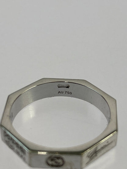 【中古品】【メンズ/レディース】 GUCCI グッチ K18WG ロゴ8 リング オクタゴナル 指輪 アクセサリー 182-260527-yn-13-min サイズ：11 カラー：シルバー 万代Net店