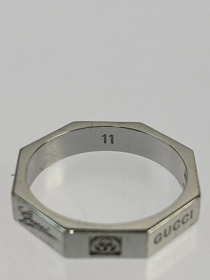 【中古品】【メンズ/レディース】 GUCCI グッチ K18WG ロゴ8 リング オクタゴナル 指輪 アクセサリー 182-260527-yn-13-min サイズ：11 カラー：シルバー 万代Net店