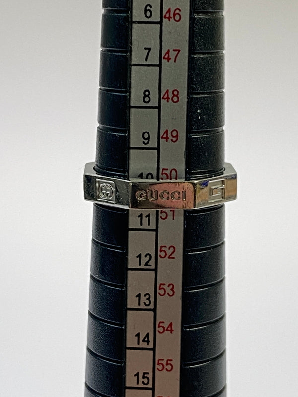【中古品】【メンズ/レディース】 GUCCI グッチ K18WG ロゴ8 リング オクタゴナル 指輪 アクセサリー 182-260527-yn-13-min サイズ：11 カラー：シルバー 万代Net店