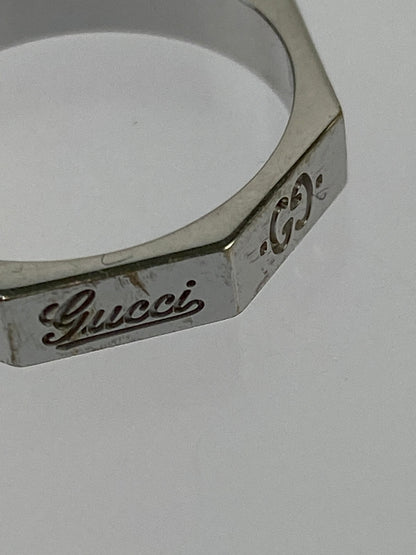 【中古品】【メンズ/レディース】 GUCCI グッチ K18WG ロゴ8 リング オクタゴナル 指輪 アクセサリー 182-260527-yn-13-min サイズ：11 カラー：シルバー 万代Net店