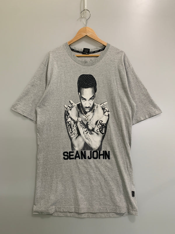 【中古品】【メンズ】 SEAN JOHN ショーンジョン S/S TEE ショートスリーブTシャツ 半袖Tシャツ トップス 146-260602-yn-03-min サイズ：XL カラー：グレー 万代Net店