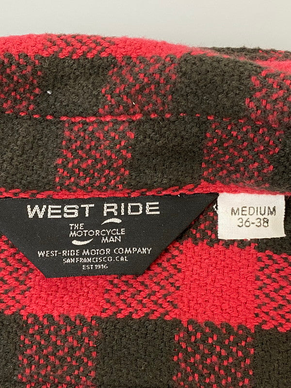 【中古品】【メンズ】 WEST RIDE ウエストライド HEAVY FLANNEL SHIRT ヘビーフランネルシャツ チェックシャツ 長袖シャツ 145-260605-kt-05-min サイズ：M カラー：レッド/ブラック 万代Net店