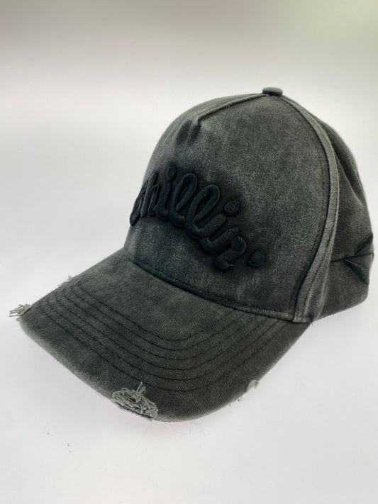 【中古品】【メンズ】 CHILLIN チリン CRASH DENIM SNAPBACK CAP クラッシュ デニム スナップバック キャップ 帽子 185-260530-KS-07-min サイズ：F カラー：ブラック 万代Net店