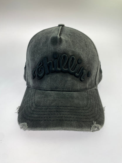 【中古品】【メンズ】 CHILLIN チリン CRASH DENIM SNAPBACK CAP クラッシュ デニム スナップバック キャップ 帽子 185-260530-KS-07-min サイズ：F カラー：ブラック 万代Net店