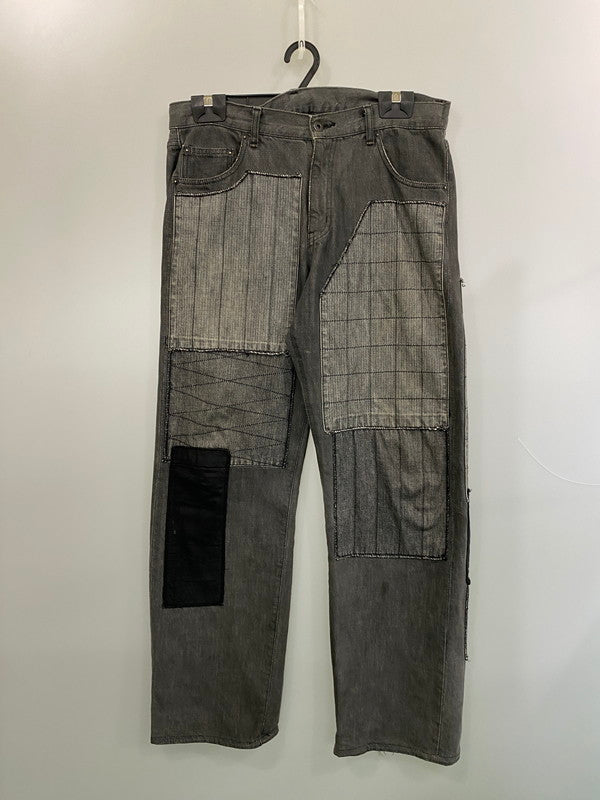 【中古品】【メンズ】 NEIGHBORHOOD ネイバーフッド FRAGMENT NARROW PATCHWORK DENIM PANTS フラグメントナローパッチワークデニムパンツ ジーンズ 153-260606-kt-05-min サイズ：M カラー：ブラック 万代Net店