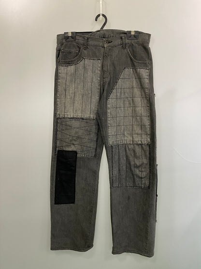 【中古品】【メンズ】 NEIGHBORHOOD ネイバーフッド FRAGMENT NARROW PATCHWORK DENIM PANTS フラグメントナローパッチワークデニムパンツ ジーンズ 153-260606-kt-05-min サイズ：M カラー：ブラック 万代Net店