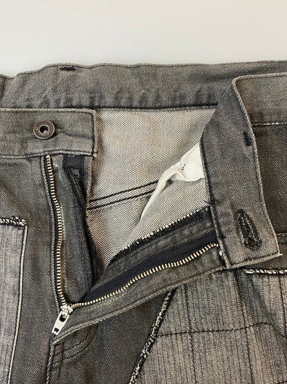 【中古品】【メンズ】 NEIGHBORHOOD ネイバーフッド FRAGMENT NARROW PATCHWORK DENIM PANTS フラグメントナローパッチワークデニムパンツ ジーンズ 153-260606-kt-05-min サイズ：M カラー：ブラック 万代Net店