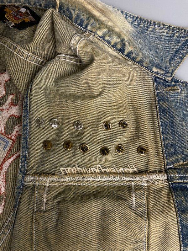 【中古品】【メンズ】 HARLEY DAVIDSON ハーレーダビッドソン CUSTOM DENIM VEST カスタム デニムベスト トップス 146-260619-yn-35-min サイズ：L カラー：インディゴ 万代Net店