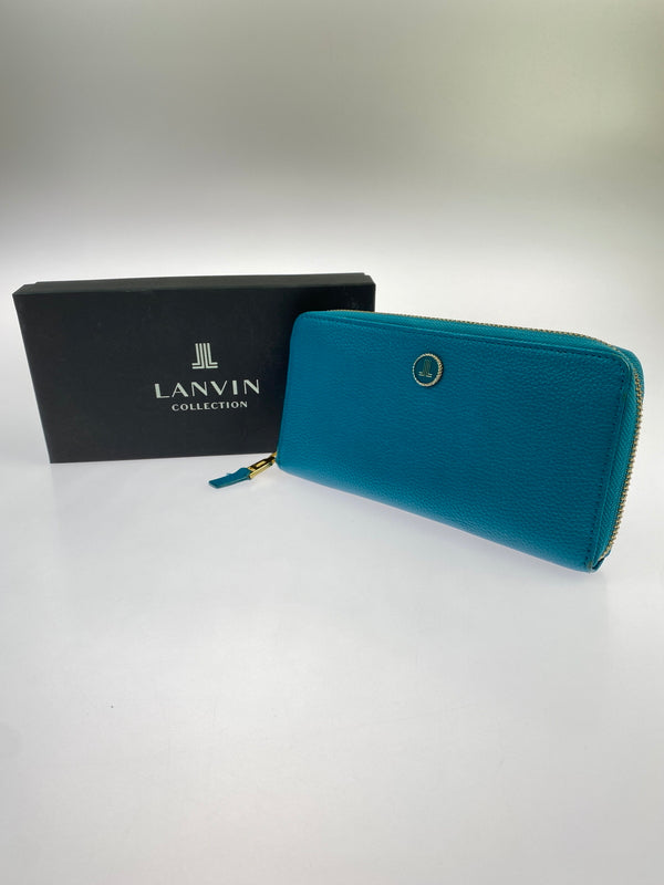 【中古品】【メンズ/レディース】 LANVIN ランバン COLLECTION ラウンドファスナーロングウォレット 長財布 181-260713-KS-13-min カラー：グリーン系 万代Net店