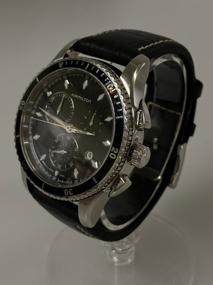 【中古品】【メンズ】 HAMILTON ハミルトン H37512731 JAZZMASTER SEAVIEW クォーツウォッチ 腕時計 197-240218-ab-11-min カラー：ブラック/シルバー 万代Net店