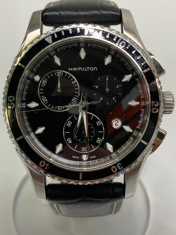 【中古品】【メンズ】 HAMILTON ハミルトン JAZZMASTER SEAVIEW CHRONO QUARTZ H37512731 ジャズマスター シービュー クロノ クォーツ 腕時計 長期保管品 197-260726-kk-17-hon カラー：シルバー/ブラック 万代Net店