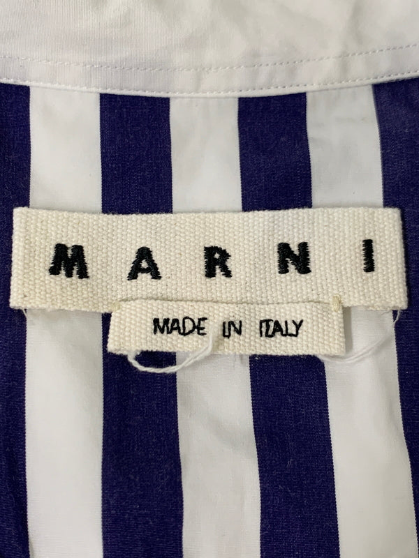 【中古品】【メンズ】 MARNI マルニ ストライプ切り替えシャツ メンズ トップス 長袖シャツ 141-260530-KS-29-min サイズ：44 カラー：ホワイト 万代Net店
