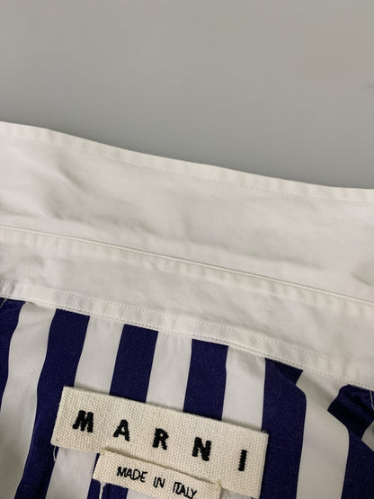 【中古品】【メンズ】 MARNI マルニ ストライプ切り替えシャツ メンズ トップス 長袖シャツ 141-260530-KS-29-min サイズ：44 カラー：ホワイト 万代Net店
