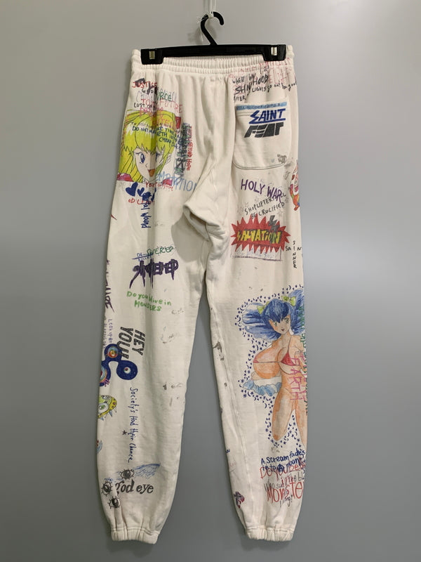 【中古品】【メンズ】 SAINT MICHAEL セントマイケル ×MURAKAMI TAKASHI SM-A21-0000-069 GRAFF SWEAT PANTS スウェットパンツ ボトムス 153-260531-AS-1-min サイズ：M カラー：オフホワイト 万代Net店