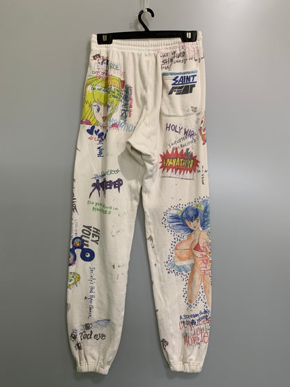 【中古品】【メンズ】 SAINT MICHAEL セントマイケル ×MURAKAMI TAKASHI SM-A21-0000-069 GRAFF SWEAT PANTS スウェットパンツ ボトムス 153-260531-AS-1-min サイズ：M カラー：オフホワイト 万代Net店