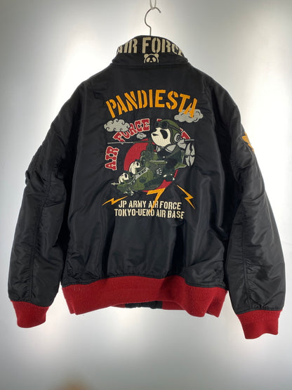 【現状渡し品】【メンズ】 PANDIESTA パンディエスタ フライトジャケット メンズ アウター ワッペン 刺繍 145-260612-em-21-min サイズ：XL カラー：ブラック 万代Net店