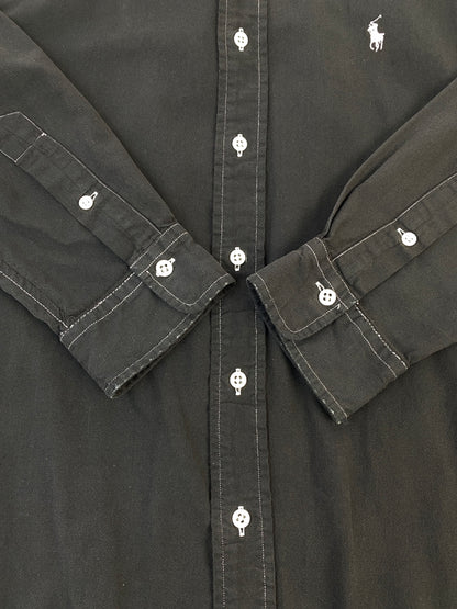 【中古品】【メンズ】 RALPH LAUREN ラルフローレン 後染め COTTON SHIRT 長袖シャツ ロングスリーブ 146-260718-AS-62-min サイズ：XL カラー：ブラック 万代Net店