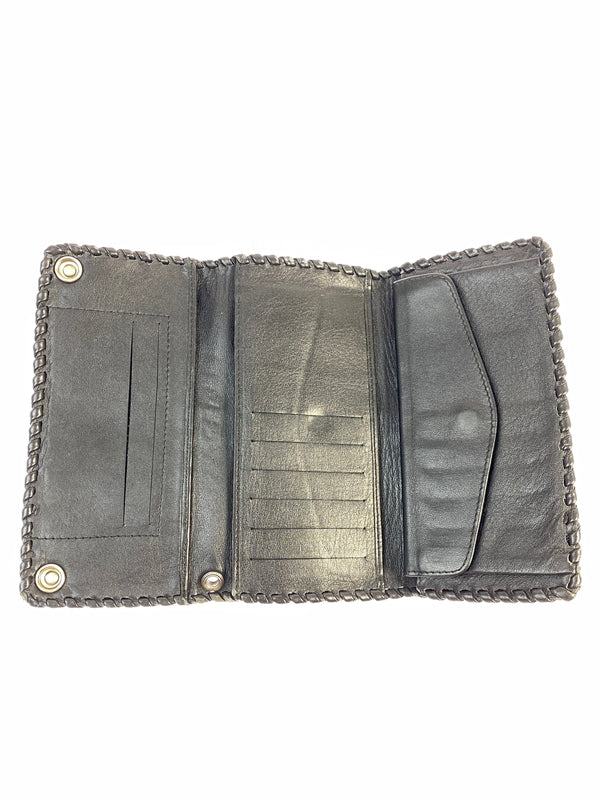 【現状渡し品】【メンズ】 LEATHER LONG WALLET レザーロングウォレット 長財布 201-260806-yn-27-min カラー：ブラック 万代Net店
