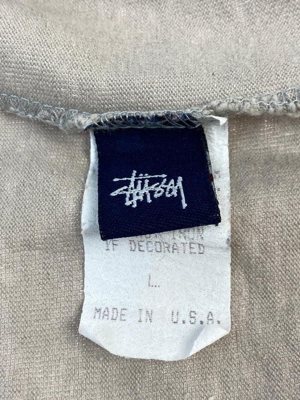【中古品】【メンズ】 OLD STUSSY オールドステューシー LOGO TEE 七分袖Tシャツ 142-260531-AS-41-min サイズ：L カラー：グレージュ 万代Net店