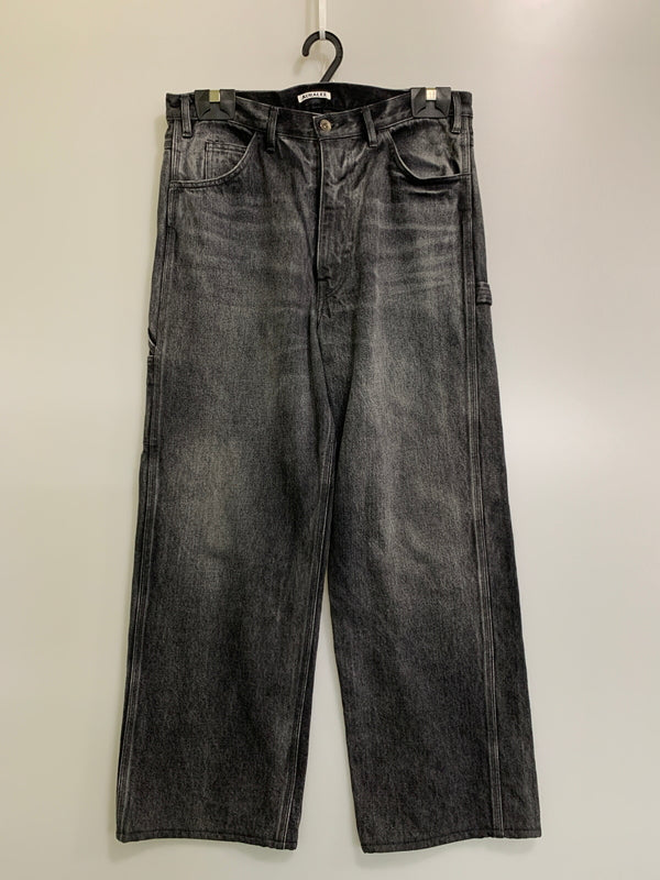 【中古品】【メンズ】 AURALEE オーラリー SELVEDGE FADED HEAVY DENIM PAINTER PANTS A24AP01DH セルビッジ フェイデッド ヘビー デニム ペインターパンツ メンズ 151-260530-KS-34-min サイズ：3 カラー：ブラック 万代Net店