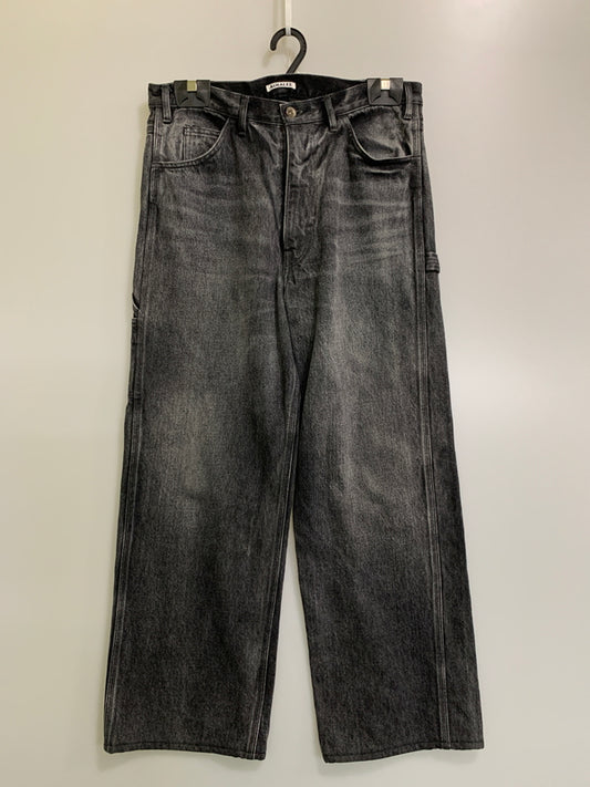【中古品】【メンズ】 AURALEE オーラリー SELVEDGE FADED HEAVY DENIM PAINTER PANTS A24AP01DH セルビッジ フェイデッド ヘビー デニム ペインターパンツ メンズ 151-260530-KS-34-min サイズ：3 カラー：ブラック 万代Net店