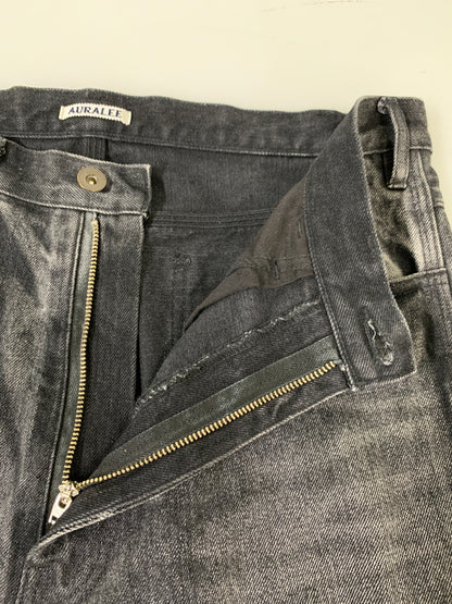 【中古品】【メンズ】 AURALEE オーラリー SELVEDGE FADED HEAVY DENIM PAINTER PANTS A24AP01DH セルビッジ フェイデッド ヘビー デニム ペインターパンツ メンズ 151-260530-KS-34-min サイズ：3 カラー：ブラック 万代Net店