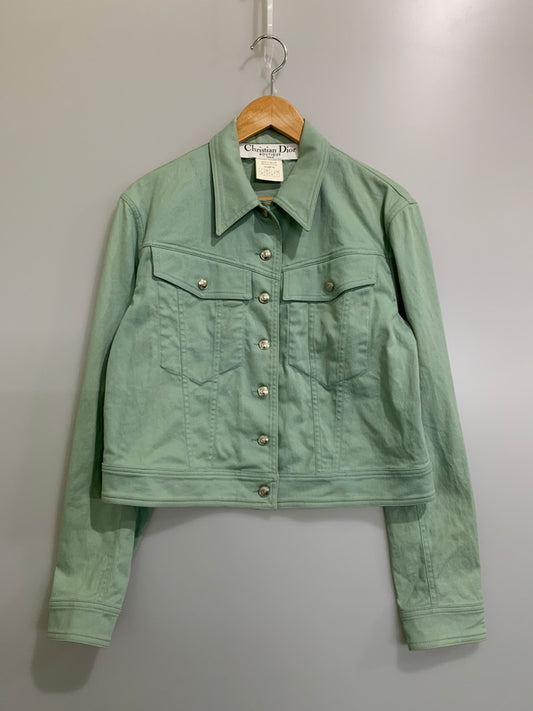【中古品】【メンズ】 CHRISTIAN DIOR クリスチャン ディオール 00'S ガリアーノ期 J'ADORE DENIM JACKET 2000年代 ジャドール デニムジャケット 141-260530-KS-24-min サイズ：F38 カラー：グリーン系 万代Net店