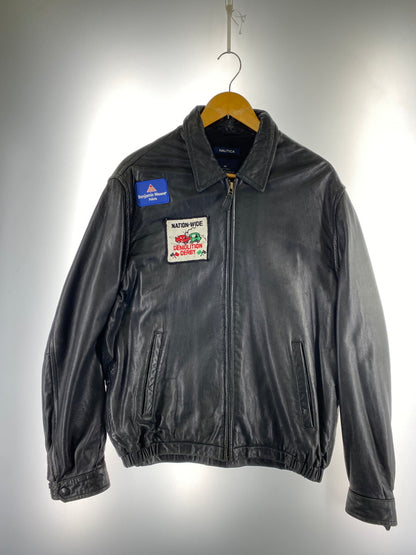 【現状渡し品】【メンズ】 NAUTICA ノーティカ LEATHER JACKET レザージャケット アウター 144-260531-AS-44-min サイズ：42 カラー：ブラック 万代Net店