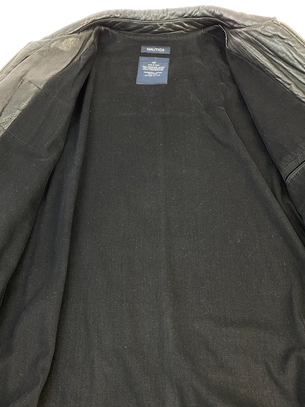 【現状渡し品】【メンズ】 NAUTICA ノーティカ LEATHER JACKET レザージャケット アウター 144-260531-AS-44-min サイズ：42 カラー：ブラック 万代Net店