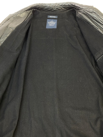【現状渡し品】【メンズ】 NAUTICA ノーティカ LEATHER JACKET レザージャケット アウター 144-260531-AS-44-min サイズ：42 カラー：ブラック 万代Net店