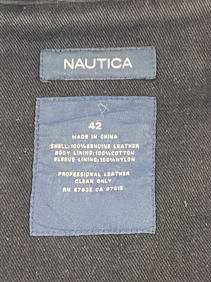 【現状渡し品】【メンズ】 NAUTICA ノーティカ LEATHER JACKET レザージャケット アウター 144-260531-AS-44-min サイズ：42 カラー：ブラック 万代Net店