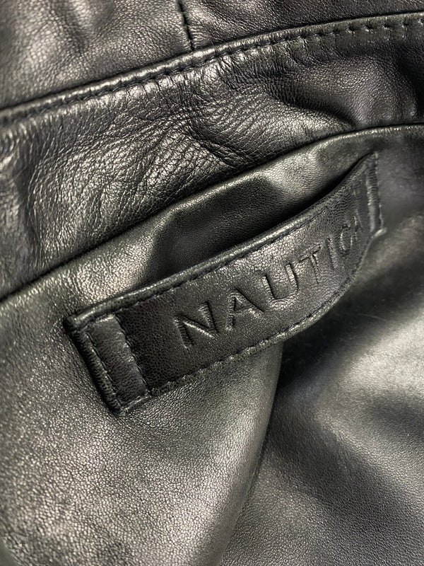 【現状渡し品】【メンズ】 NAUTICA ノーティカ LEATHER JACKET レザージャケット アウター 144-260531-AS-44-min サイズ：42 カラー：ブラック 万代Net店