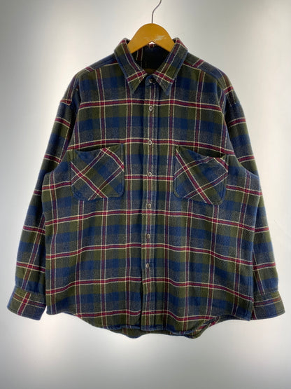 【中古品】【メンズ】 ST.JOHN'S BAY セントジョンズベイ HEAVY FLANNEL CHECK SHIRT フランネルチェックシャツ ロングスリーブ 146-260531-AS-48-min サイズ：L カラー：グリーン/ネイビー/レッド 万代Net店