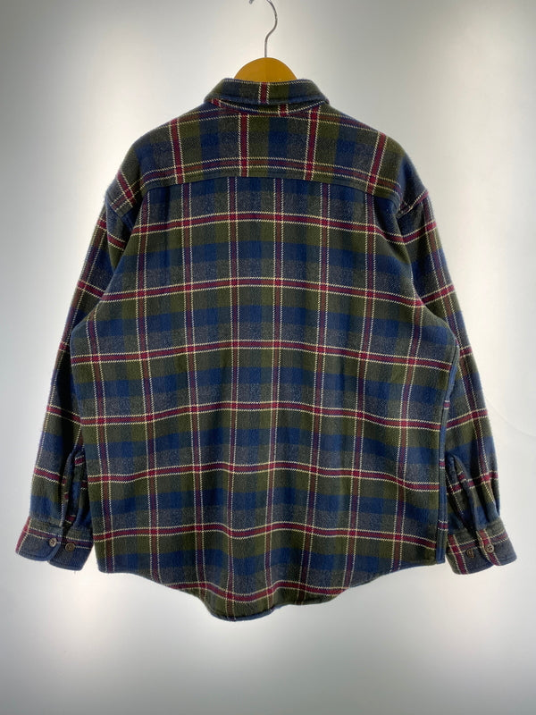 【中古品】【メンズ】 ST.JOHN'S BAY セントジョンズベイ HEAVY FLANNEL CHECK SHIRT フランネルチェックシャツ ロングスリーブ 146-260531-AS-48-min サイズ：L カラー：グリーン/ネイビー/レッド 万代Net店