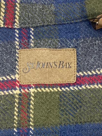 【中古品】【メンズ】 ST.JOHN'S BAY セントジョンズベイ HEAVY FLANNEL CHECK SHIRT フランネルチェックシャツ ロングスリーブ 146-260531-AS-48-min サイズ：L カラー：グリーン/ネイビー/レッド 万代Net店